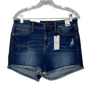 Judy Blue Mid Rise Slightly Distressed Stretchy Jean Shorts, Size L, NWT